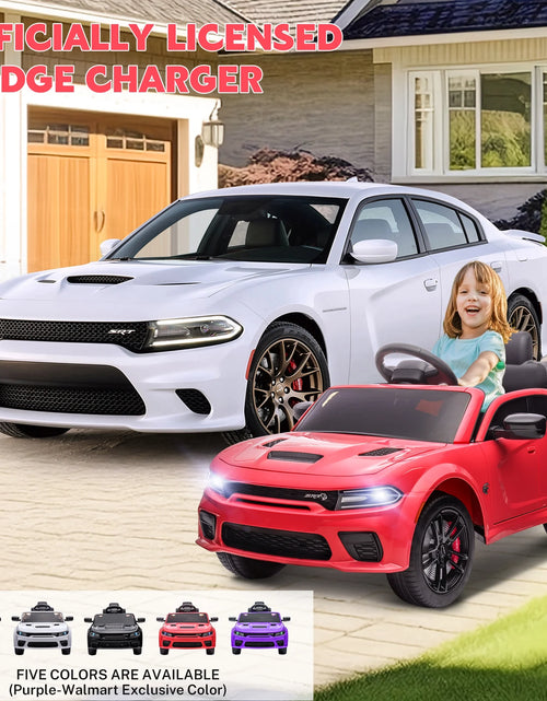 Load image into Gallery viewer, Dodge Electric Ride on Cars for Kids, 12V Licensed Dodge Charger SRT Powered Ride on Toys Cars with Parent Remote Control, Electric Car for Girls 3-5 W/Music Player/Led Headlights/Safety Belt, Red
