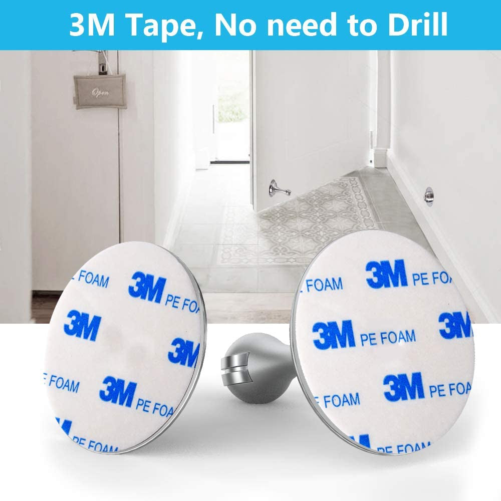 Door Stopper, 4 Pack Magnetic Door Stop, Stainless Steel, Magnetic Door Catch, 3M Double-Sided Adhesive Tape, No Drilling, Screws for Stronger Mount, Hold Your Door Open, 4 Pack for Wide Doors