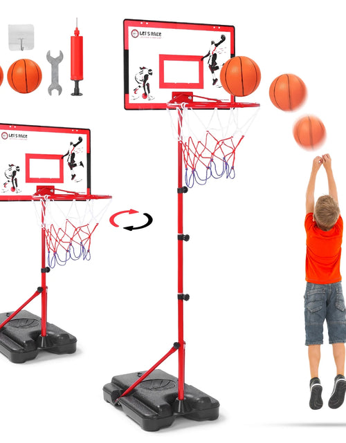 Load image into Gallery viewer, Kids Basketball Hoop for Age 3 4 5 6 7 8, Toddler Basketball Hoops Adjustable Height 3.01Ft-5.64Ft, Indoor Outdoor Mini Basketball Hoop Goal &amp; Backboard Ball Games Toys for Girl Boy
