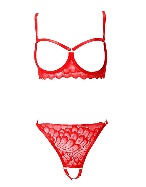 Load image into Gallery viewer, 2023 Women&#39;S Lingerie Set Sexy Lace Mesh Hollow Out Open Bras Crotchless Panties Two-Piece Suit Red Underwear Set Babydolls
