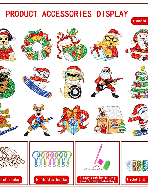 Load image into Gallery viewer, Christmas Diamond Painting Keychain 5D DIY Hanging Diamond Art Kits Diamond Ornaments for Kids Christmas Crafts Family Decor
